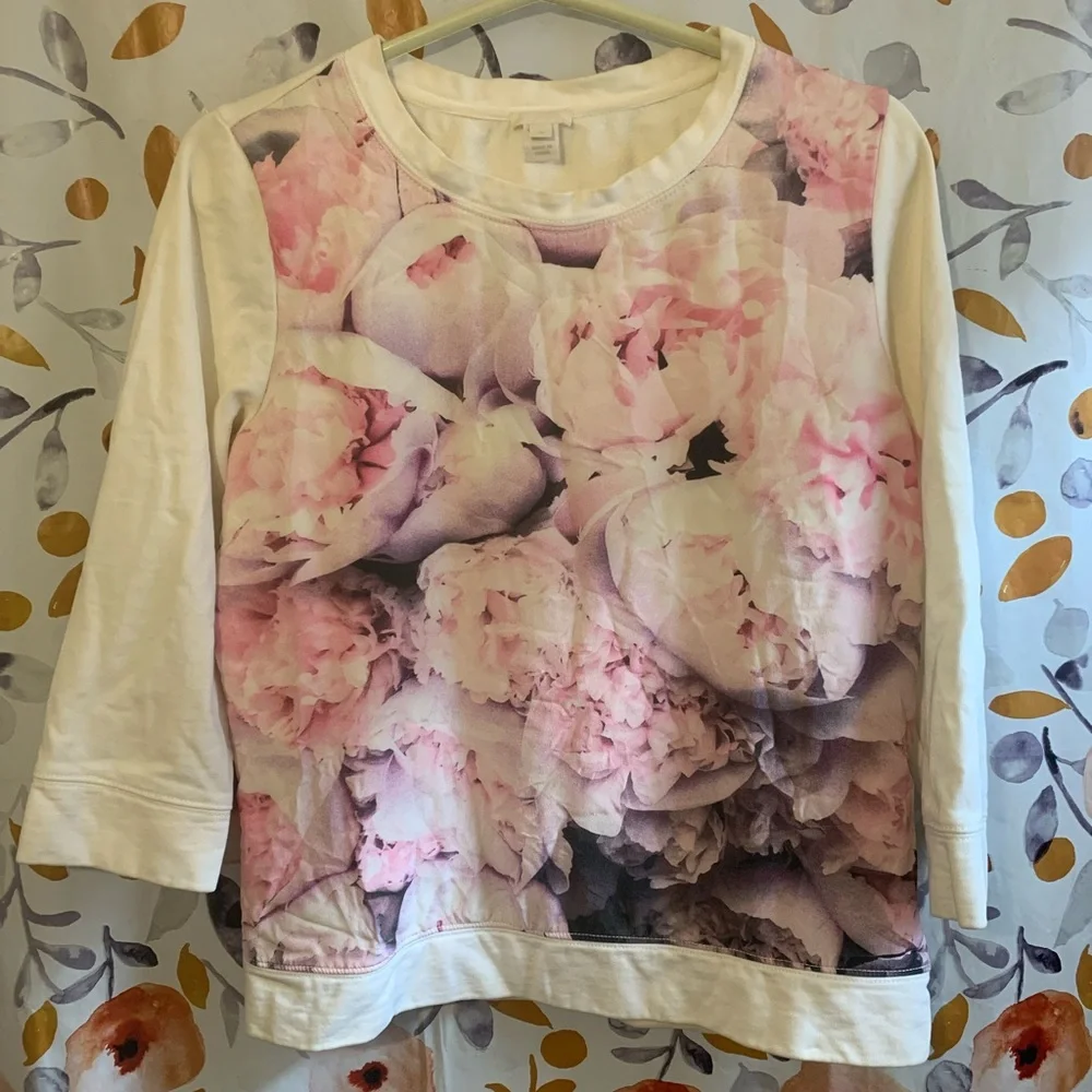 🔥5/$25 J. Crew Floral Peony Print Sweatshirt Sz S